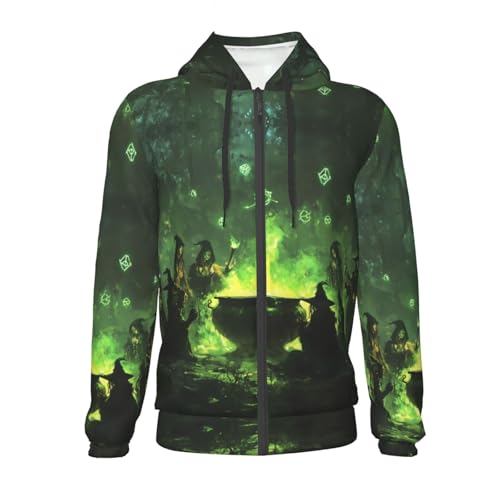 Hoodies for Teen - Zip Up Hoodies & Sweatshirts, Halloween Green Forest Witch Youth Pullover Clothes Size2