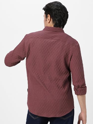 Image of Urbano Fashion Men's Cotton Full Sleeve Regular Fit Textured Shirt with Spread Collar