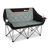 EMERIT Oversized Fully Padded Camping Chair, Heavy Duty 650LB Folding Camping Loveseat, Quad Fold Double Camping Couch with Cup Holders & Carry Bag for Outdoor, Lawn, Sports Events