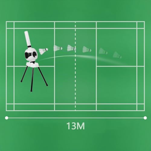 Badminton Aufschlagmaschine, Badminton Trainingsmaschine mit 6 Badminton Tragbare Federball Aufschlagmaschine mit Badminton Ballmaschine für Solotraining Fangbohrer Smash-Training, 15 Ballkapazität