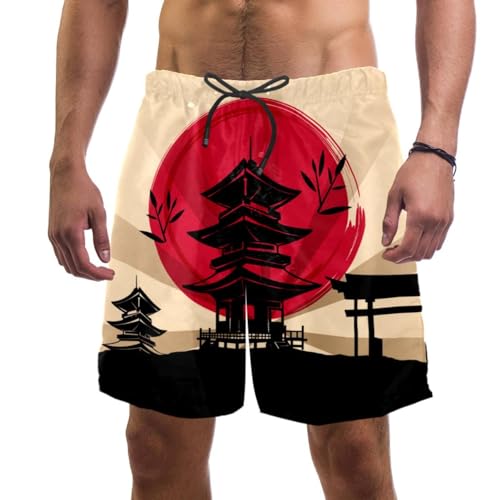 Maillot de bain séchage rapide pour homme style temple nippon