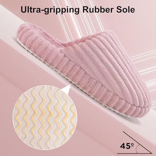 Image of Women Arch Support Slippers - House Bedroom Slippers for Woman, Orthopedic Shoes for Plantar Fasciitis, Corduroy Closed Toe Ladies Slides Outdoor 5-10.5