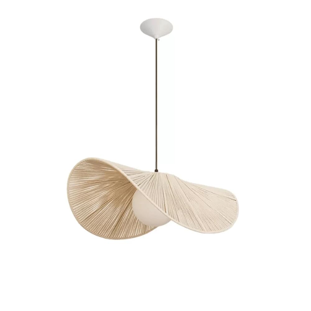 YNAHZAOK Wabi-sabi Style Cotton Thread Weaving Chandelier Light Fixture with Adjustable Suspension Line Nordic Style Easy to Install Pendant Light Fixture for Bedroom Living Room Boho Pendant Lamp