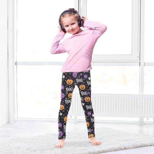 Cute Pumpkin Stars Boo Girls Leggings Soft Stretch Workout Yoga Dance Pants for Kids Casual Tights4