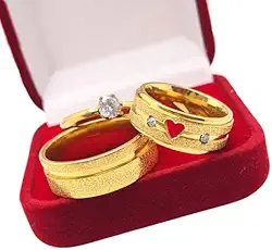Par Alianças Tungstenio Frisadas com Coração e Zircônia 100% Namoro Noivado Casamento Acompanha Caixinha de Veludo e Anel Solitário