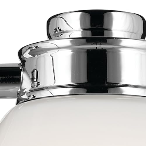 Image of Kichler Shae 1-Light Bathroom Wall Light, Chrome | White opal glass wall light for bathrooms, hallways and mirrors (5 inch x 8.25 inch), 55200CH