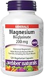 Webber Naturals Magnesium Bisglycinate 200 mg, 120 Capsules, Supports Bone and Muscle Functions, Vegan