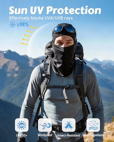 Awumbuk Sommer Sturmhaube mit UV-Schutz, Eisseide Balaclava Gesichtsmaske Atmungsaktiv & Kühlend für Herren & Damen, für Radfahren, Motorrad, Laufen, Outdoor Sport