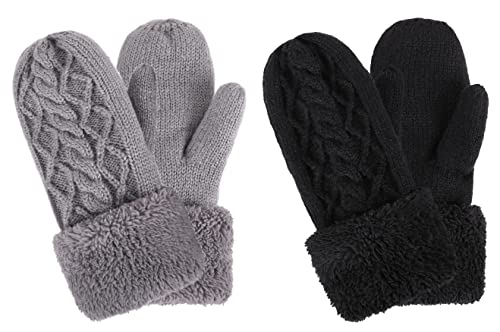 Arctic Paw Women's Snowflake Winter Knit Mittens - Set of 2 Paris