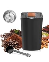Kaffeemühle, 80g Elektrische Kaffemühle, 350W Motor für Bohnen und Gewürze, Grob und Feinmühle, One-Touch-Sicherheitsdesign, Tragbare Elektrischer Grinder mit Reinigungsbürste, Edelstahl – Ansicht 1