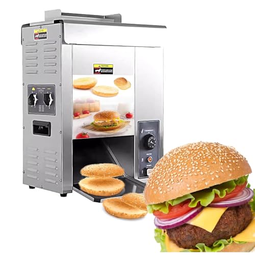 Tostadora Eléctrica Vertical para Pan De Hamburguesas, Temperatura de 50-300 °C, Acero Inoxidable, Doble Entrada, Acero Inoxidable de Grado alimenticio,para Hamburguesa