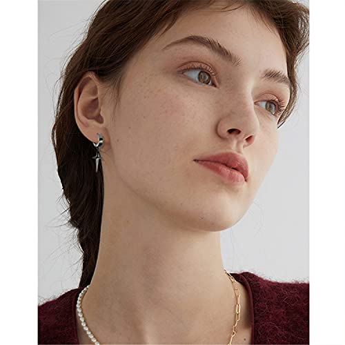 Andpai Personalized Punk 316L Stainless Steel Cross Star Hoop Dangle Drop Earrings Small Black Kpop Stainless Steel Geometry Huggie Hoop Earrings thumb #4