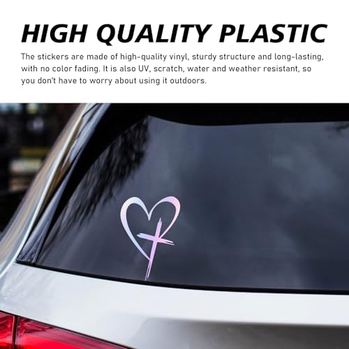 Image of Love Cross Sticker Decal, Love Heart Sticker Decal, Vinyl Car Stickers, 8.7 inchx6 inch Waterproof Decal, for Cars, Windows, Bumpers, Trunks, Notebook, Car Exterior Decorative Stickers (Multicolored)