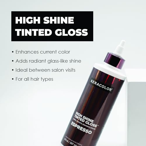 Image of Keracolor High Shine Tinted Hair Gloss, In-Shower Hair Glaze, Sheer Color-Enhancing Glossing Treatment, Espresso, 8 Fl Oz