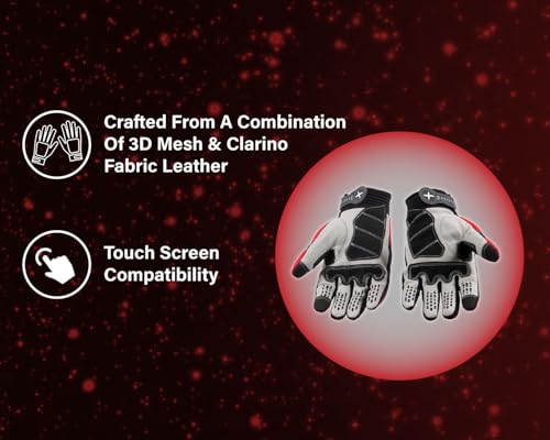 Image of Axor Airstream Riding Gloves Providing Enhanced Grip and Impact Protection with Touchscreen Functionality and an Adjustable Fit-Black Red-2XL