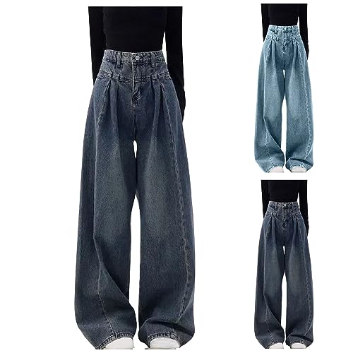 HGps8w Wide Leg Baggy Jeans for Women Super High Waisted Loose Denim Pants Retro Washed Y2K Hiphop Streetwear2