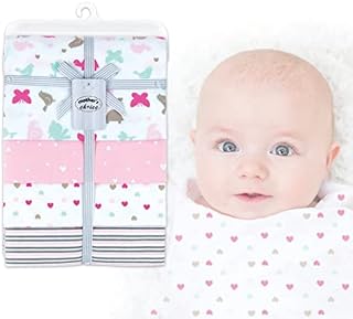 Mother's Choice Baby Blanket for Newborn - 4pcs 100% Cotton Baby Flannel Blanket, Receiving Blanket, Baby Swaddle Blanket, Soft Baby Blanket for Baby Boy and Girl