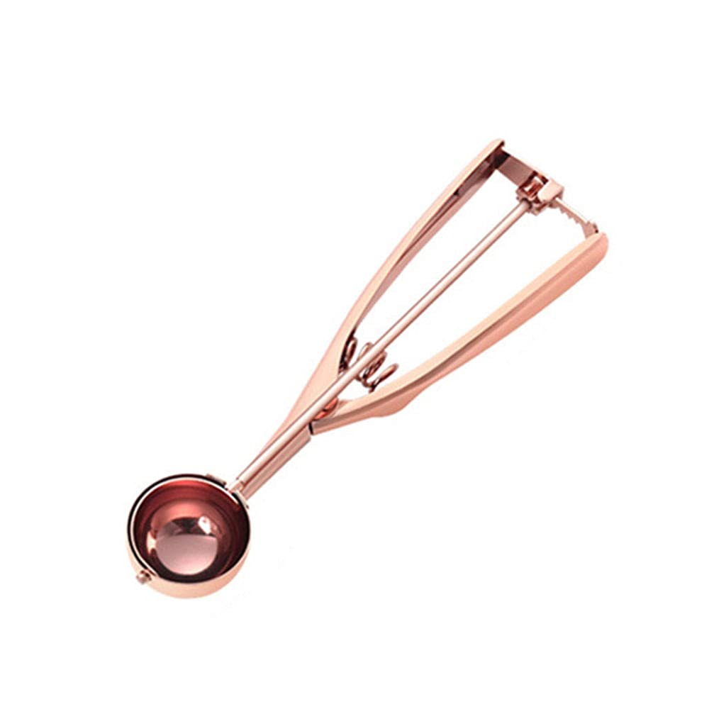 Cookie Scoop Stainless Steel Ice Cream Scooper with Trigger Cookie Scoops for Baking, Cookie Dough Scoop-Rose gold_S