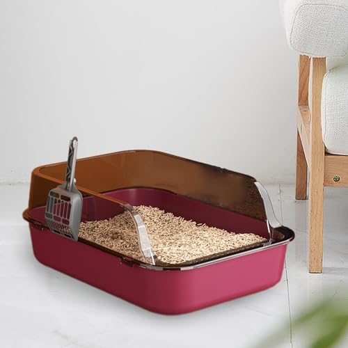 Caja de arena abierta para gatos con lados altos y diseño portátil miniatura 4