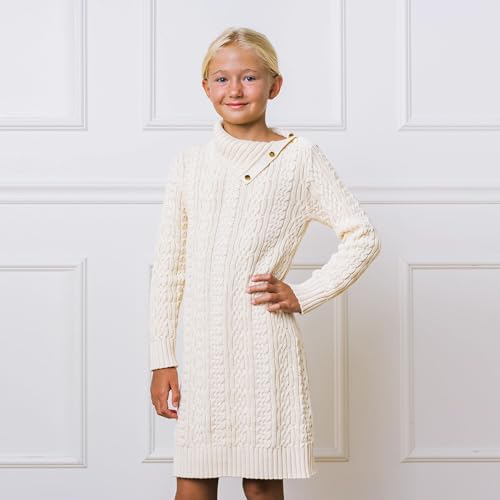 Image of Cable Knit Turtleneck Sweater Dress by Hope & Henry Girl