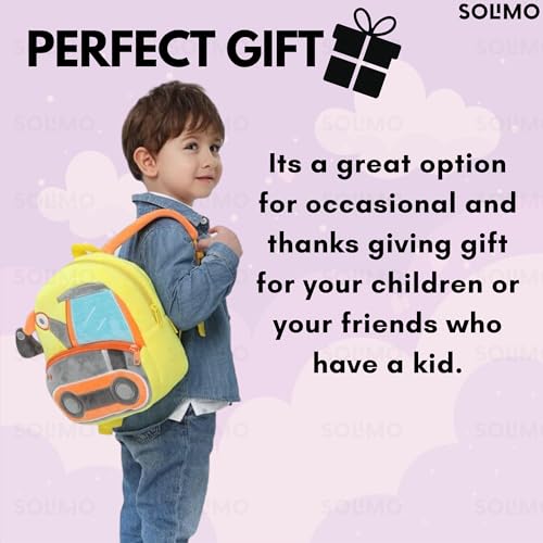 Image of Amazon Brand - Solimo School Bag for Kids Boys and Girls, 14 Inch Small Backpack for Kid, 2-6 Year Old, Toddler, Unisex, Picnic, Casual, Travel, Birthday,Gift For Kids (Exacator)