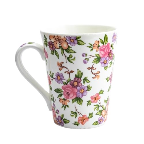 Image of GOLDEN QUEEN'S Mugs Set of 2 for Coffee, Tea, Milk - Ideal for Your Daily Beverage Ritual, Hosting & Casual Gatherings - Whimsical Blossoms