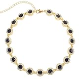 ACEDRE Colorful Crystal Choker Necklace Sparkly Rhinestone Chokers Necklaces Gold Chain Necklace Party Prom Neck Jewelry for Women (8-Black)