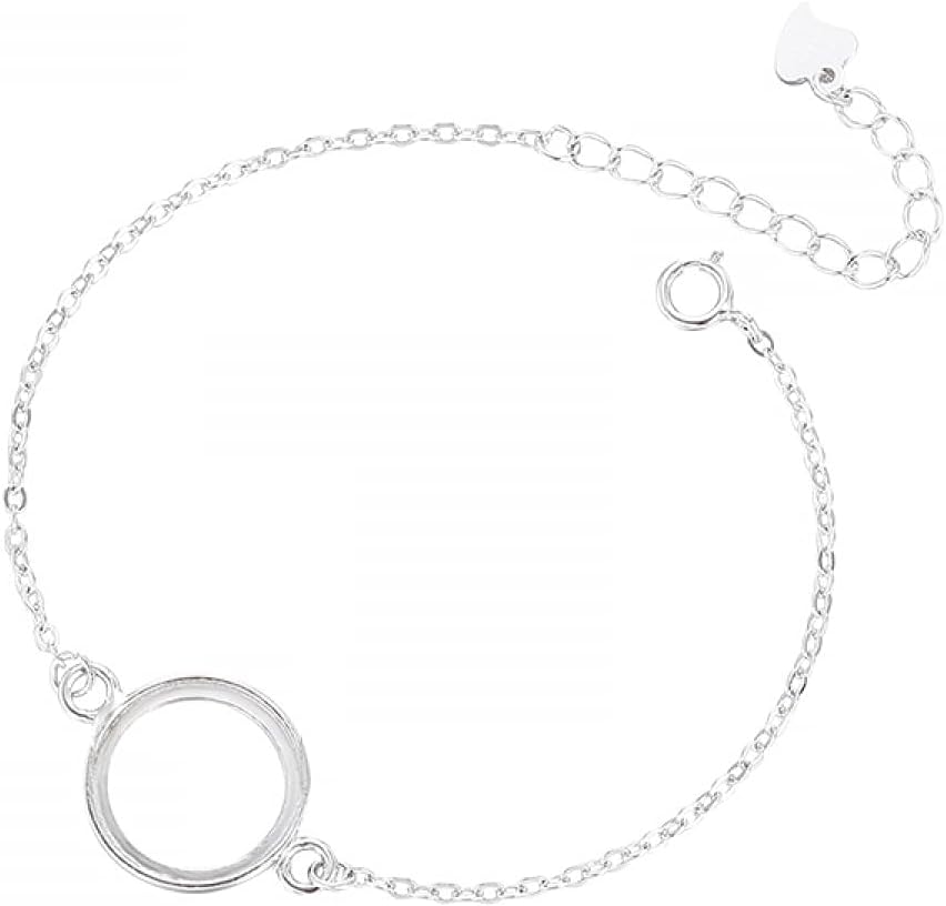 925 Sterling Silver Bracelet Chains-Bezel Link Connector fit 8/10/12/15.5mm Cabochon Bracelet Blank Mounting Setting for DIY Jewelry Making Craft