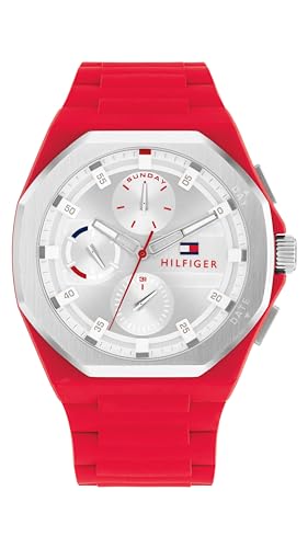 Image of Tommy Hilfiger Mens Sporty Watch - Multifunction Silicone Wristwatch - Water Resistant up to 5 ATM /50 Meters - Premium Fashion Timepiece for All Occasions - 44 mm