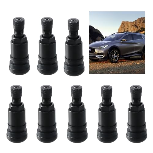8 Stück Universal Felgenventile, Schwarz Metallventile, Reifenventil, Autoreifen Ventil, Metallventile für Alufelgen - 11,3mm