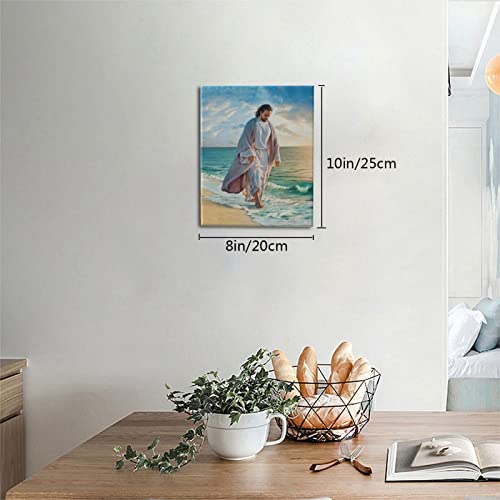 Jesus Christ Walking On The Beach Poster Catholic Canvas Print Christian Wall Art Bedroom Bathroom Wall Decor God Pictures Home Life Decoration 8X10 Inches #TOP3