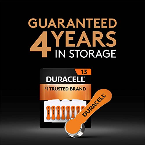 Image of Duracell Hearing Aid Batteries Orange Size 13, 24 Count Pack, 13A Size Hearing Aid Battery with Long-lasting Power, Extra-Long EasyTab Install for Hearing Aid Devices