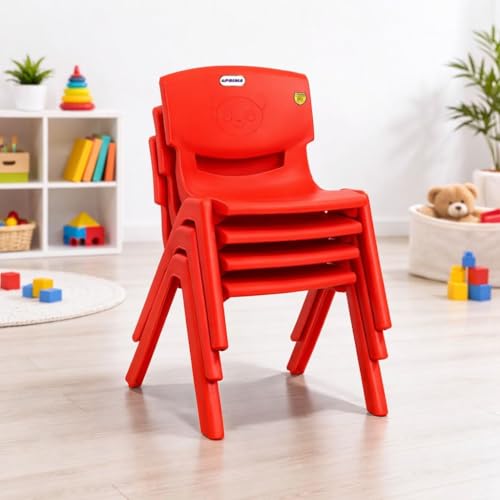 Image of Prima Baby Plastic Chair 120 Set of 4 |Strong Durable and Comfortable with Backrest for | Kids | Study | Play for Home /School /Dining for 2 to 6 Years Age, Red Color