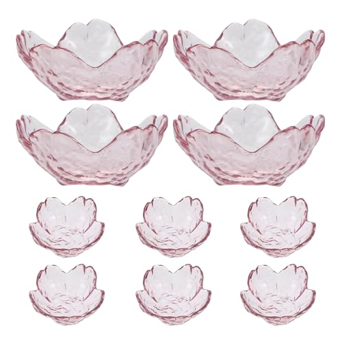 Toyvian Platos Pequeños para Salsa 10 Piezas de Vidrio Diseño de Flor de Cerezo 90 Ml, Tazones para Condimentos y Aperitivos, Adecuado para Cocina, Fiestas y Picnic