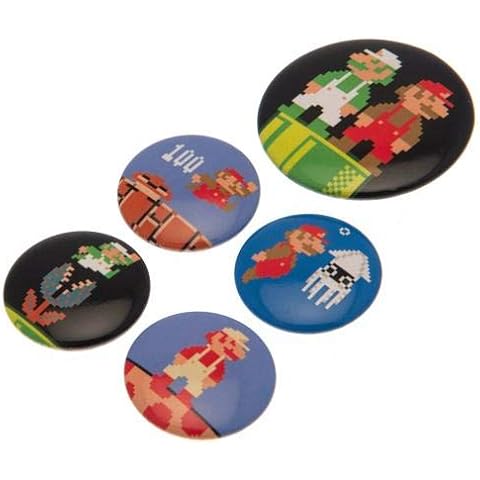 Super Mario Button Badge Set Retro Official Merchandise Cover