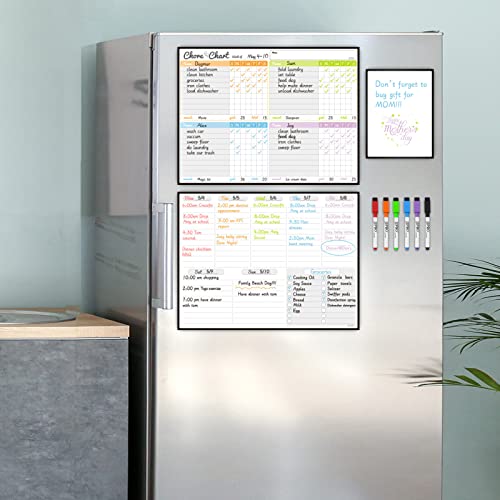 Magnetic Dry Erase Chore Chart And Weekly Calendar Set For Fridge - Chore Chart For Multiple Kids,Weekly Planner Board,Behavior Chart Kids Multiple Kids,Reward Chart,One Bonus To-Do Whiteboard #TOP5