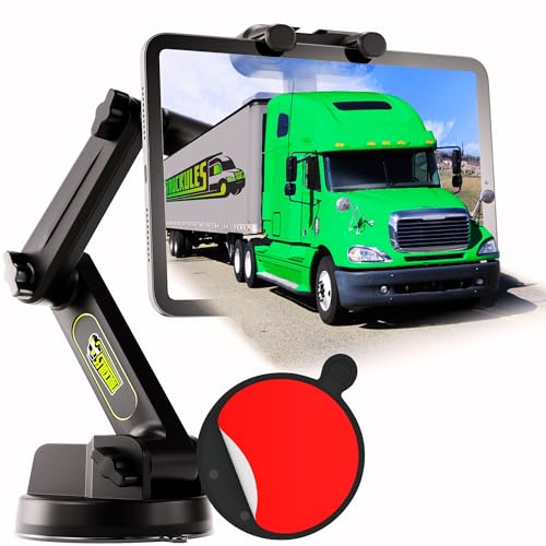 Tablet Holder for Truck Tablet Mount - iPad Mount for Truck, Heavy Duty Super Suction Cup, 16.7 inch Long Arm & Stable, Device & iPad Holder for Dashboard,Dashboard Pad Windshield and Window - Semi