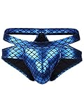 CHICTRY Men's Shiny Fish Scale Print Lingerie Briefs Sexy Low Rise Bulge Pouch Bikini Underwear Blue...