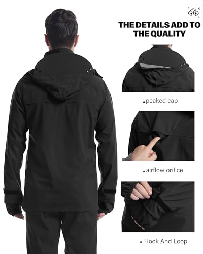 Image of iCreek Rain Jacket Men's Lightweight with Hood Packable Waterproof Raincoat Breathable Antistorm Jacket Windbreaker