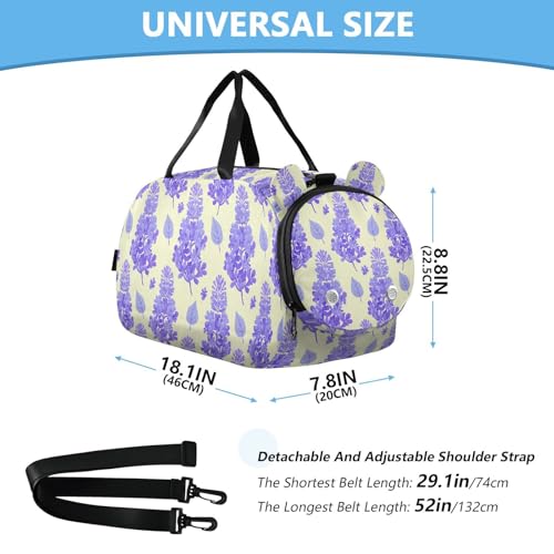 Flower Purple Leaves Kids Travel Duffel Bag for Boys Girls Overnight Weekend Tote Bag with Shoes Compartment for Gym Sports Dance3