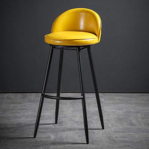 GSKD Taburete giratorio de piel sintética para comedor con respaldo alto sin respaldo con reposapiés, redondo, altura 65 cm, 75 cm, 1 paquete