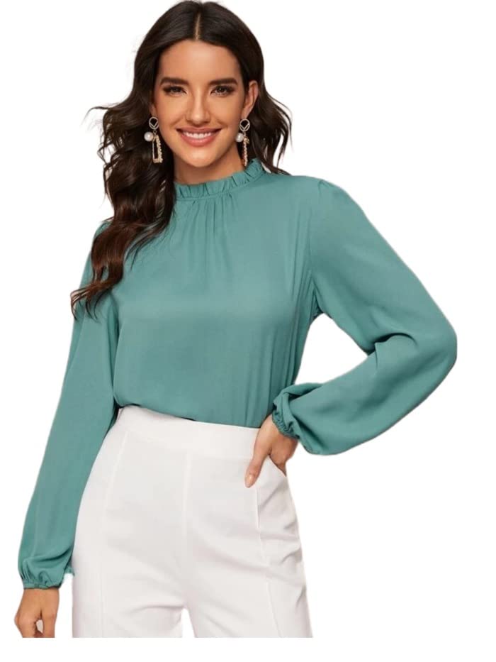 Image of FNOCKS Women's Plain Round Neck Long Sleeve Slip On Cotton Top