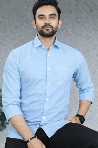 Image of Men Cotton Blend Full Sleeve Shirt for Man | Casual Business Party Festival Regular Fit, Long Sleeve with Chest Pocke | Formal Shirt for Men