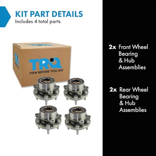 Image of TRQ Front and Rear Wheel Bearing & Hub Assembly Set 4 Piece for 2011-2012 Ford Explorer 2013-2019 Explorer Police Package Steel Wheels 2013-2019 Police Interceptor Utility
