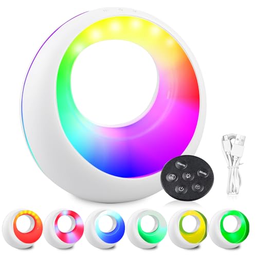 BORDEAG Lampada Da Comodino Touch, Luce Notturna Ricaricabile Con Telecomando, Abat Jour Da Comodino Con Cambio Colore Rgb, Lampade Da Comodino, Lampada LED, 9 Colori E 5 Modalità Di Luminosità
