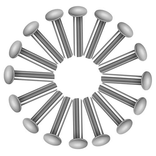 Unomor 200Pcs Stainless Steel Round Head Semi Hollow Rivets Flat Round Rivet Kit Dome Head Fasteners for Industrial Applications