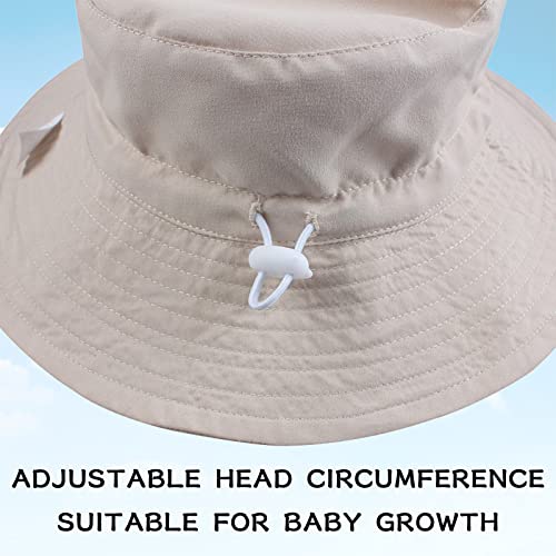 Peecabe Baby Sun Hat Girls Toddler Hat Adjustable Kids Bucket Hat Upf 50+ Sun Protection Summer Baby Boy Hats(0-6 Months, Beige) #TOP1