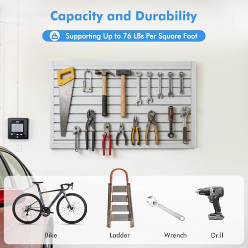 [4x2 Ft²] PVC Slat Wall Paneling, Adjustable Slatwall Panels with Coupling Structure, Slatted Wall Panel System with Customizable Storage Options, DIY Cutting & Easy-to-Install Slatwall Board Shelves by QUEENLINK - Image 3