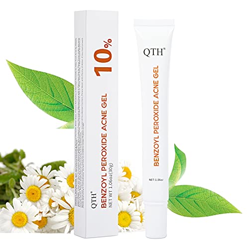 QTH 10% Benzoyl Peroxide Spot Treatment Gel for Back acne and Butt acne clearing treatment, Pimple acne medication spot Benzoyl Peroxide Gel, Emergency Blemish Relief Pimples and Prevent Future Breakouts.1.06 oz