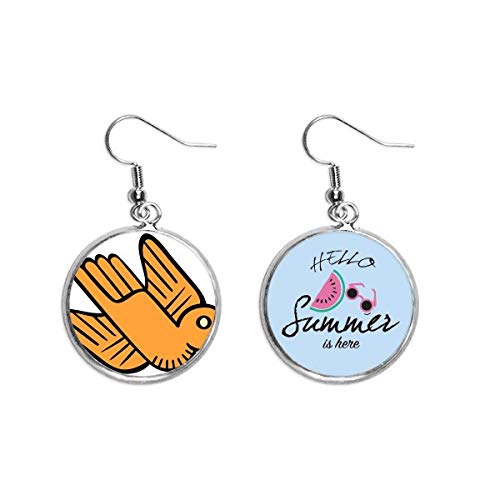 Pendientes de sandía Indian Abstract Art con pájaros dibujados accesorios lóbulo verano